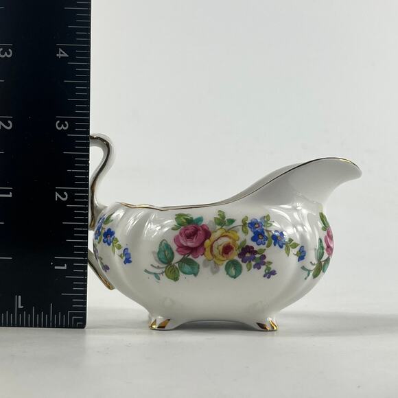 Royal Standard Bone China Creamer England Floral Gold Trim Footed Pitcher Vtg - Picture 9 of 12